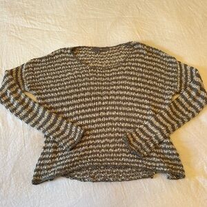 360 Sweater Gray and White Striped Knit Sweater Size Medium